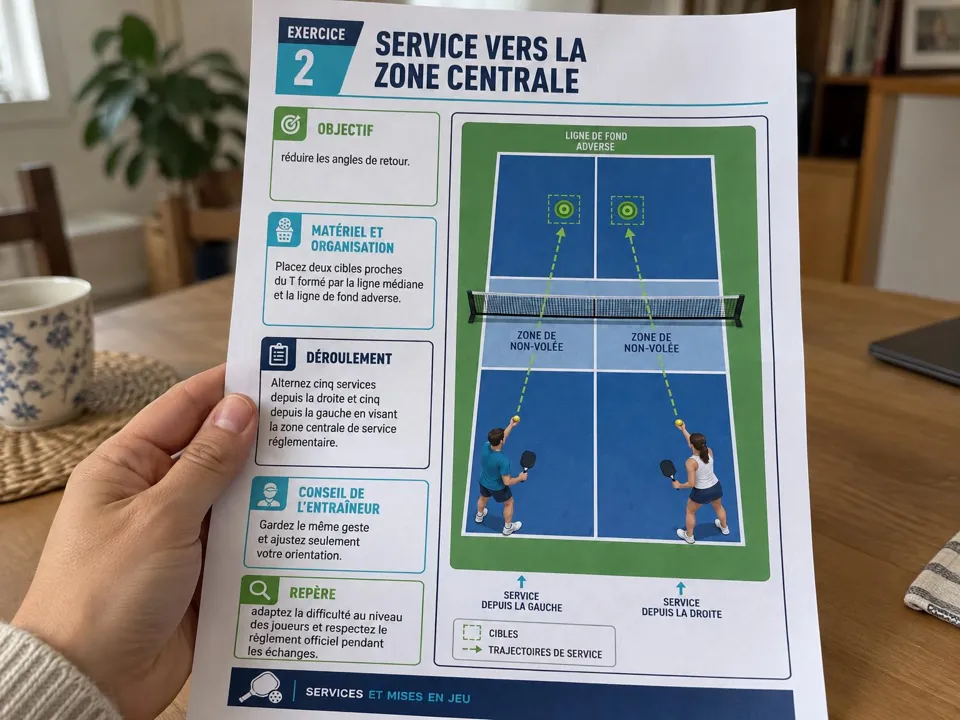 Une main tient la fiche imprimée « Service vers la zone centrale »